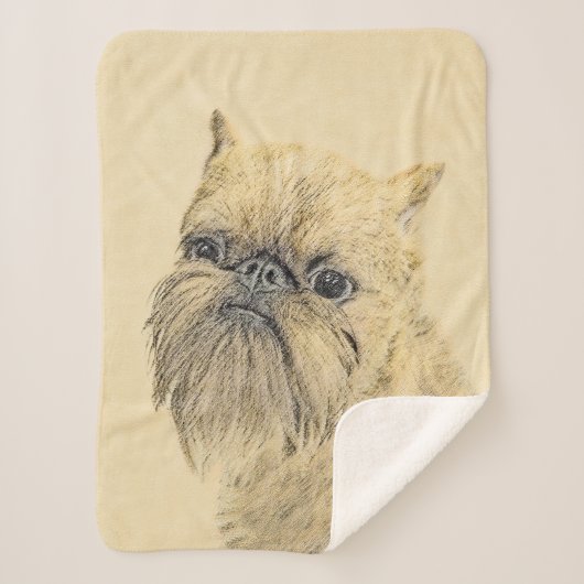 Brussels Griffon Painting - Cute Original Dog Art Sherpa Deken (Voorkant)
