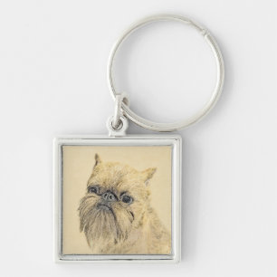Brussels Griffon Painting - Cute Original Dog Art Sleutelhanger