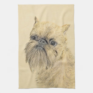 Brussels Griffon Painting - Cute Original Dog Art Theedoek
