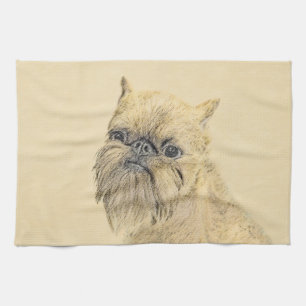 Brussels Griffon Painting - Cute Original Dog Art Theedoek