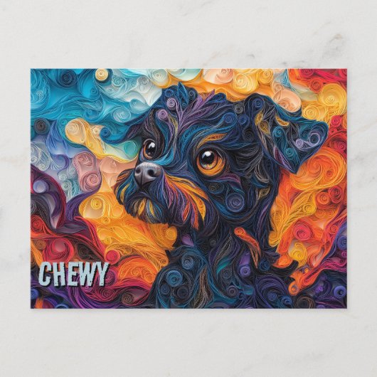 Brussels Griffon Paper Quilling Art Dog Portrait Briefkaart (Voorkant)