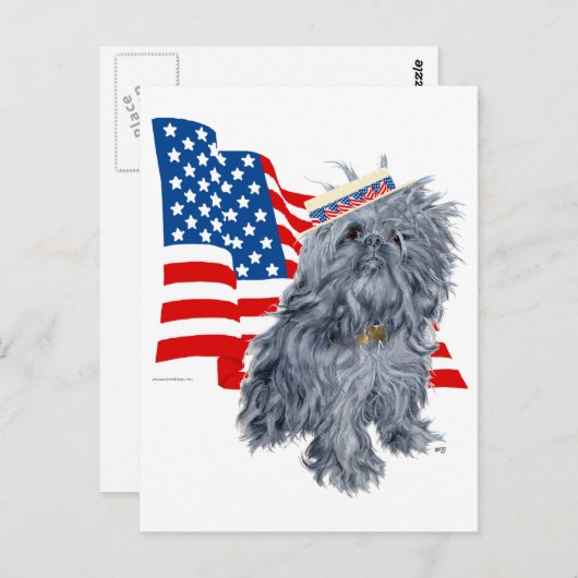 Brussels Griffon Patriotic Briefkaart (Voorkant / Achterkant)