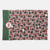 Brussels Griffon Patroon Monogram Kerstdag Hond Theedoek (Horizontaal)
