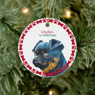Brussels Griffon Persoonlijke Kerstmis Keramisch Ornament