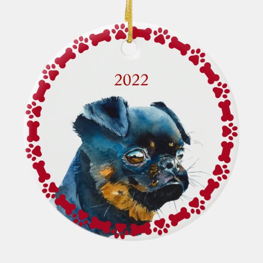 Brussels Griffon Persoonlijke Kerstmis Keramisch Ornament (Achterkant)