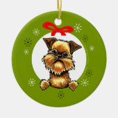 Brussels Griffon Rough Coat Kerstmis Classic Keramisch Ornament (Voorkant)