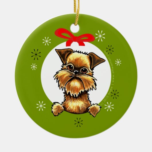 Brussels Griffon Rough Coat Kerstmis Classic Keramisch Ornament (Voorkant)