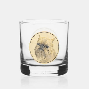 Brussels Griffon Ruwe Schildering - Originele Hond Whisky Glas