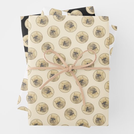 Brussels Griffon Schilderij Rood Ruw Schattige Dog Inpakpapier Vel (In situ)