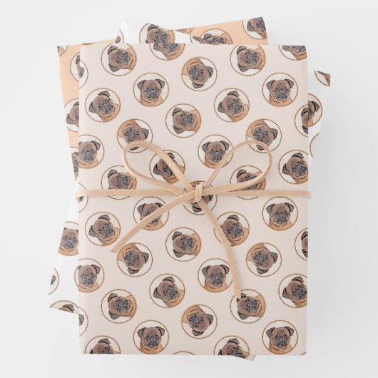 Brussels Griffon Schilderij Rood Vloeiend Schattig Inpakpapier Vel (In situ)