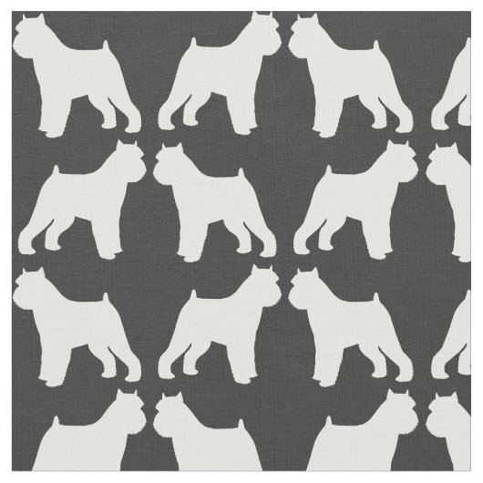 Brussels Griffon Silhouettes Grijs en Wit Stof (Close Up)