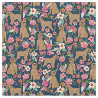 Brussels Griffon vintage florals donker Stof
