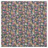 Brussels Griffon vintage florals donker Stof (Swatch)