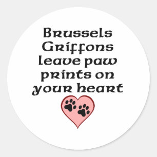 Brussels Griffons laten verf afdrukken op je hart Ronde Sticker