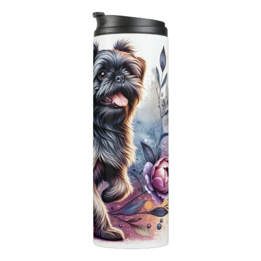 Brussels Griffon's Whimsical Floral Charm Thermosbeker (Geroteerd rechts)