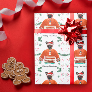 Brussels hond die kersttrui draagt Festive Cadeaupapier