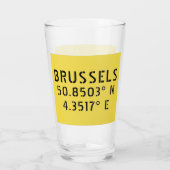 Brussels Latitude Longitude Glas (Achterkant)