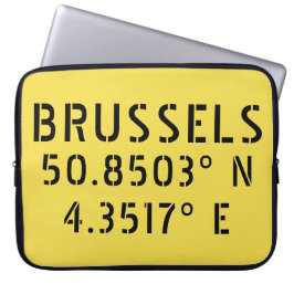 Brussels Latitude Longitude Laptop Sleeve