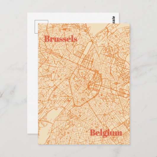 Brussels Map Briefkaart (Voorkant / Achterkant)