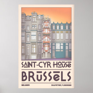 Brussels Muur Kunstprint Saint Cyr House Gevel Poster
