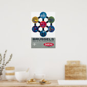 Brussels Print Belgium Art Sebena Airlines Travel  (Keuken)