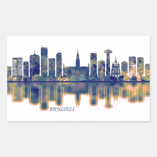 Brussels Skyline Rechthoekige Sticker (Voorkant)
