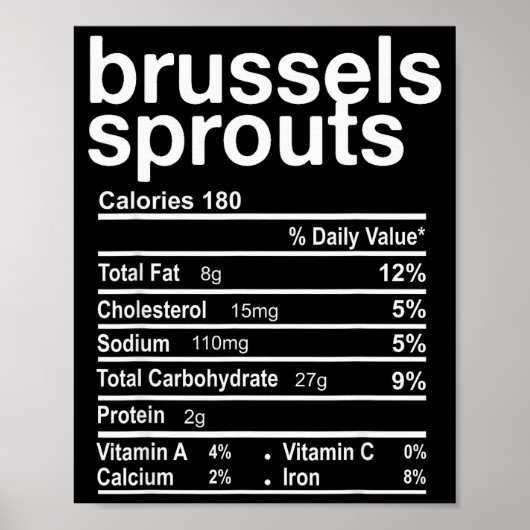 Brussels Sprout Nutrition Facts Funny Thanksgiving Poster (Voorkant)