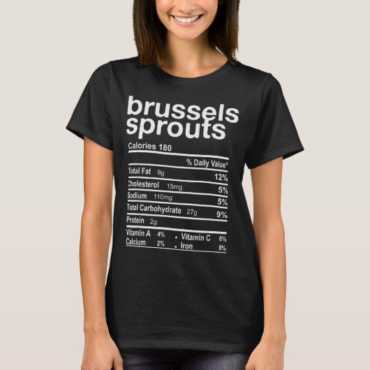 Brussels Sprout Nutrition Facts Funny Thanksgiving T-shirt (Voorkant)