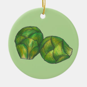 Brussels Sprouts Green Vegetable Vegetarian Garden Keramisch Ornament