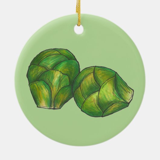 Brussels Sprouts Green Vegetable Vegetarian Garden Keramisch Ornament (Achterkant)