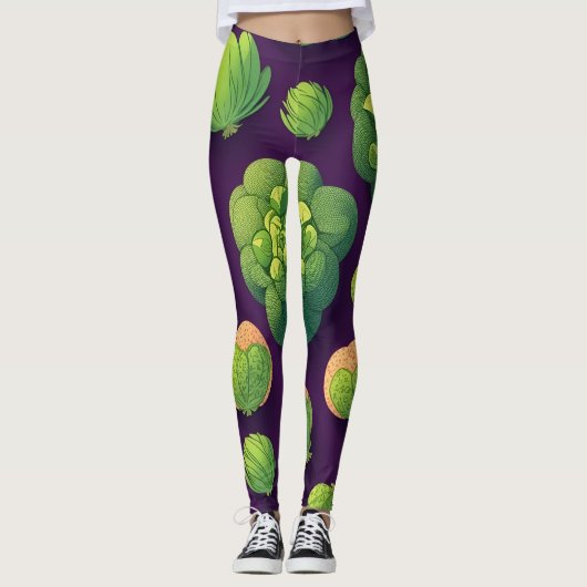 Brussels sprouts Retro Gepersonaliseerd Patroon Leggings (Voorkant)