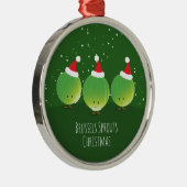 Brussels Sprouts Santa Hat Food Kerstmis Metalen Ornament (Rechts)