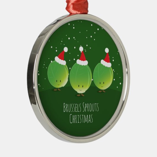 Brussels Sprouts Santa Hat Food Kerstmis Metalen Ornament (Rechts)