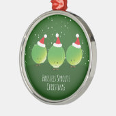Brussels Sprouts Santa Hat Food Kerstmis Metalen Ornament (Links)