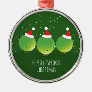 Brussels Sprouts Santa Hat Food Kerstmis Metalen Ornament