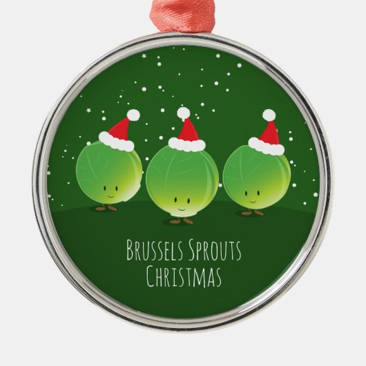 Brussels Sprouts Santa Hat Food Kerstmis Metalen Ornament (Voorkant)
