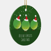 Brussels Sprouts Santa Hat Green Food Kerstmis Keramisch Ornament (Rechts)
