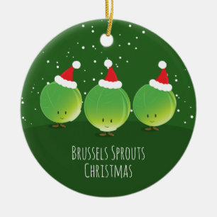 Brussels Sprouts Santa Hat Green Food Kerstmis Keramisch Ornament