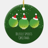 Brussels Sprouts Santa Hat Green Food Kerstmis Keramisch Ornament (Achterkant)