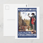 Brussels, stadscentrum, handelsbeurs, vintage briefkaart (Voorkant / Achterkant)