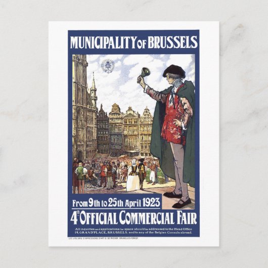 Brussels, stadscentrum, handelsbeurs, vintage briefkaart (Voorkant)