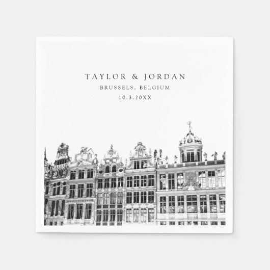 Brussels Trouwpapier Cocktail servet (Voorkant)