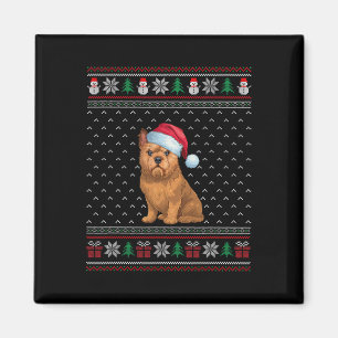 Brusselse Griffon Hond met Santa Hat Ugly Xmas D Magneet