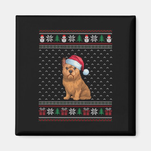 Brusselse Griffon Hond met Santa Hat Ugly Xmas D Magneet (Voorkant)
