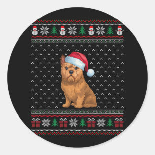 Brusselse Griffon Hond met Santa Hat Ugly Xmas D Ronde Sticker