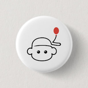 Brutaal Aapje in een Mutssingle-lijn Kunst met Rod Ronde Button 3,2 Cm