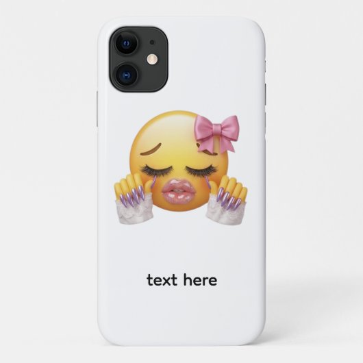 Brutaal Huilende Emoji met Roze Strik en Nagels Case-Mate iPhone Case (Achterkant)
