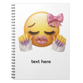 Brutaal Huilende Emoji met Roze Strik en Nagels Notitieboek