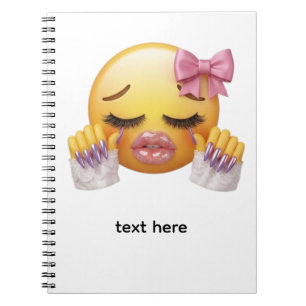 Brutaal Huilende Emoji met Roze Strik en Nagels Notitieboek