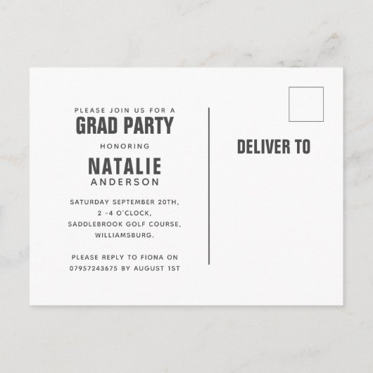 Brutaal moderne afgestudeerde 2019 uitnodiging briefkaart (Achterkant)